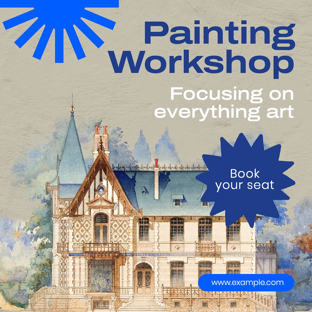 Painting workshop Instagram post template, editable text