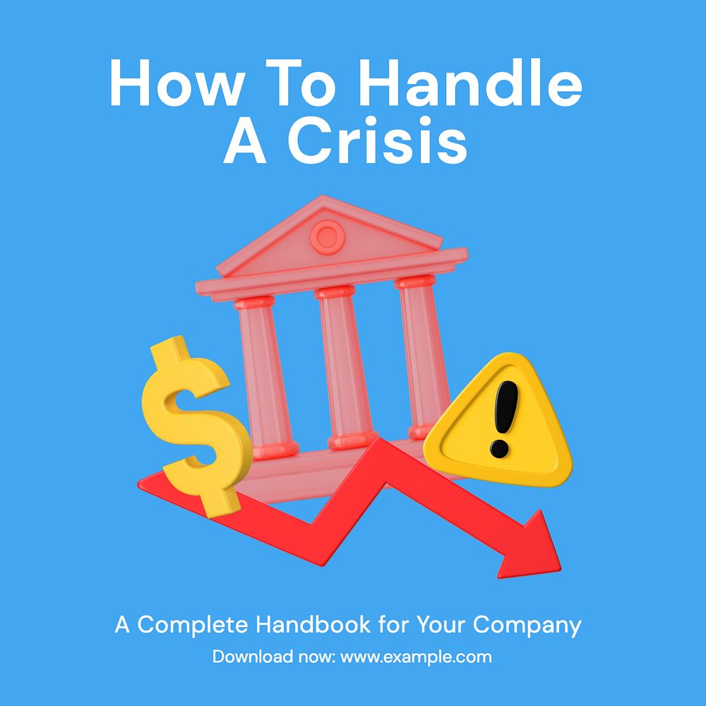 Company crisis Instagram post template, editable text