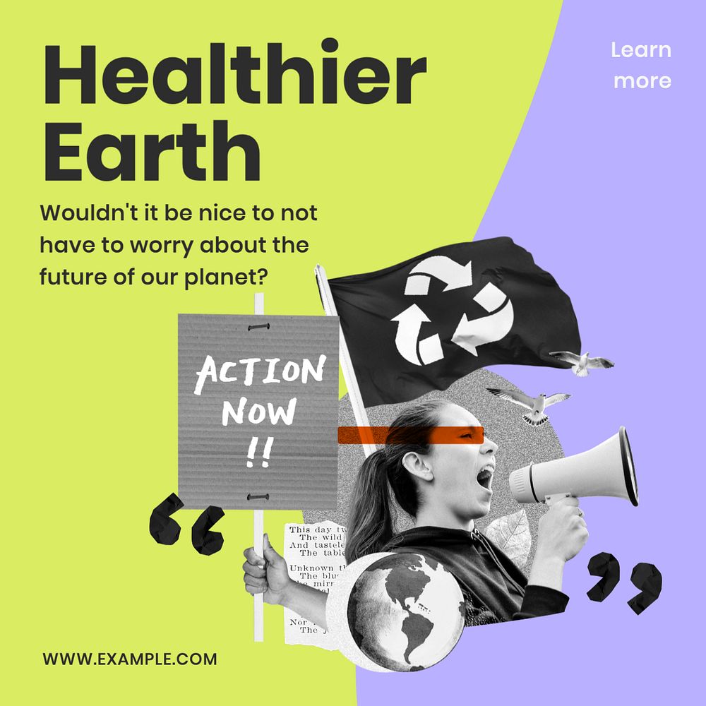 Healthier earth Instagram post template, editable text