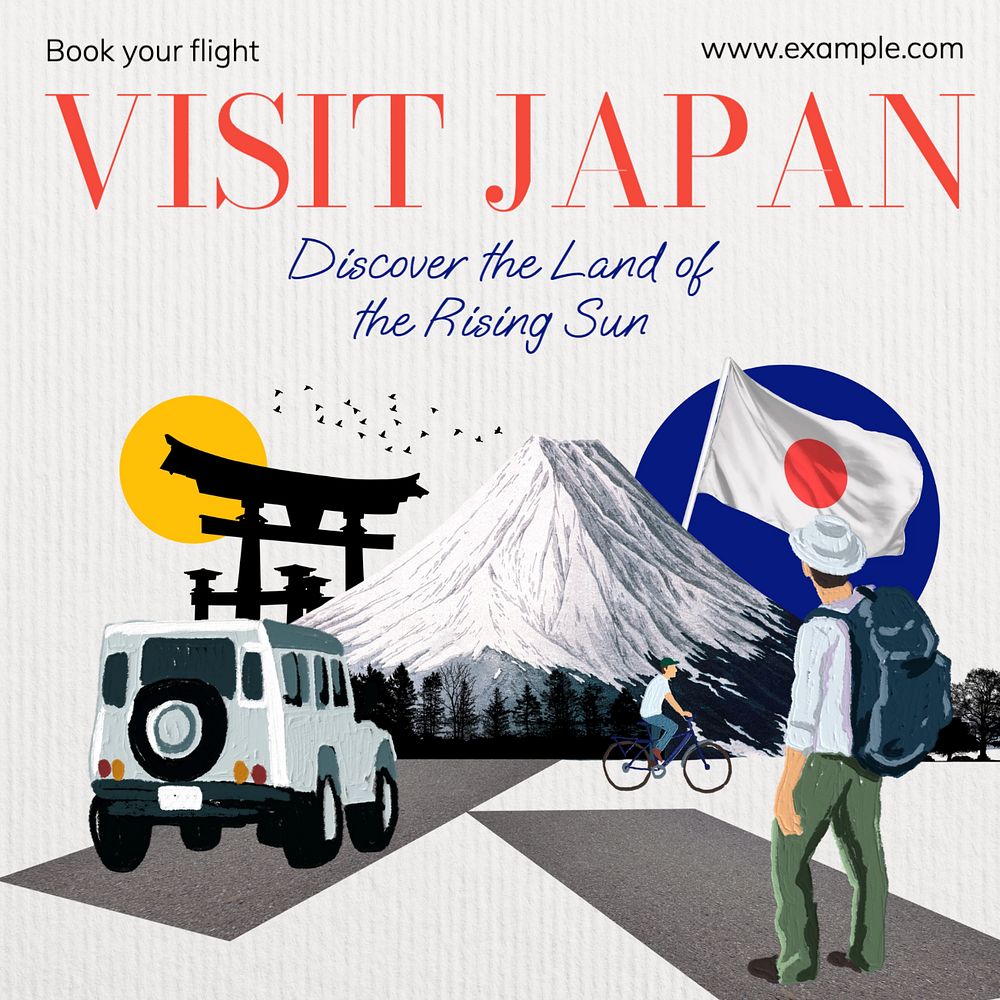 Visit Japan Instagram post template, editable text