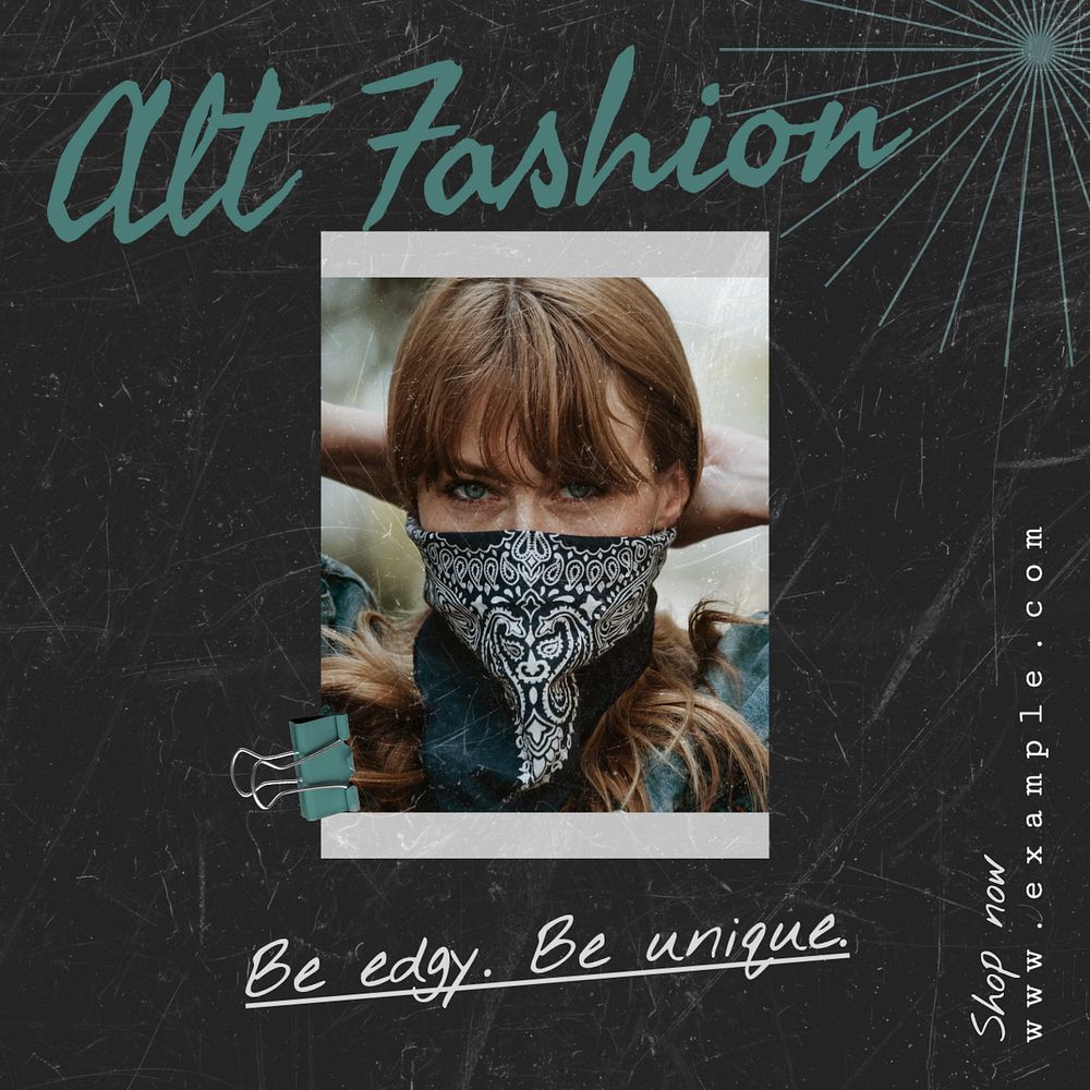 Alternative fashion Instagram post template, editable text