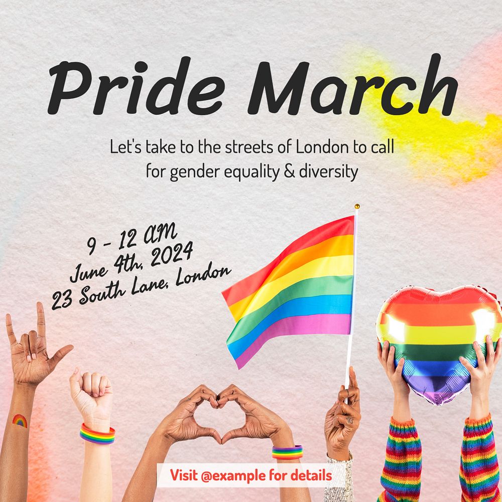 Pride march  Instagram post template, editable text