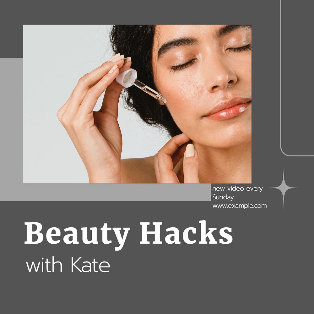 Beauty hacks Instagram post template, editable text