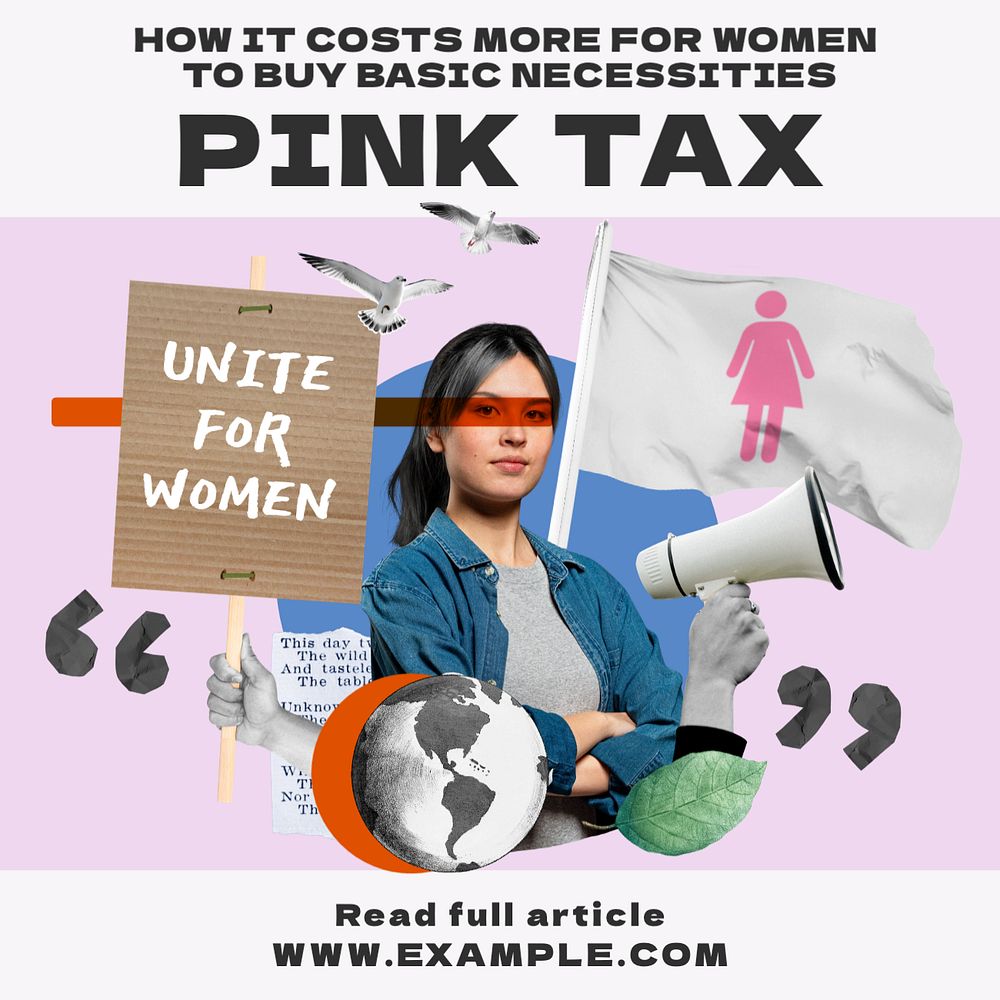 Pink tax Instagram post template, editable text