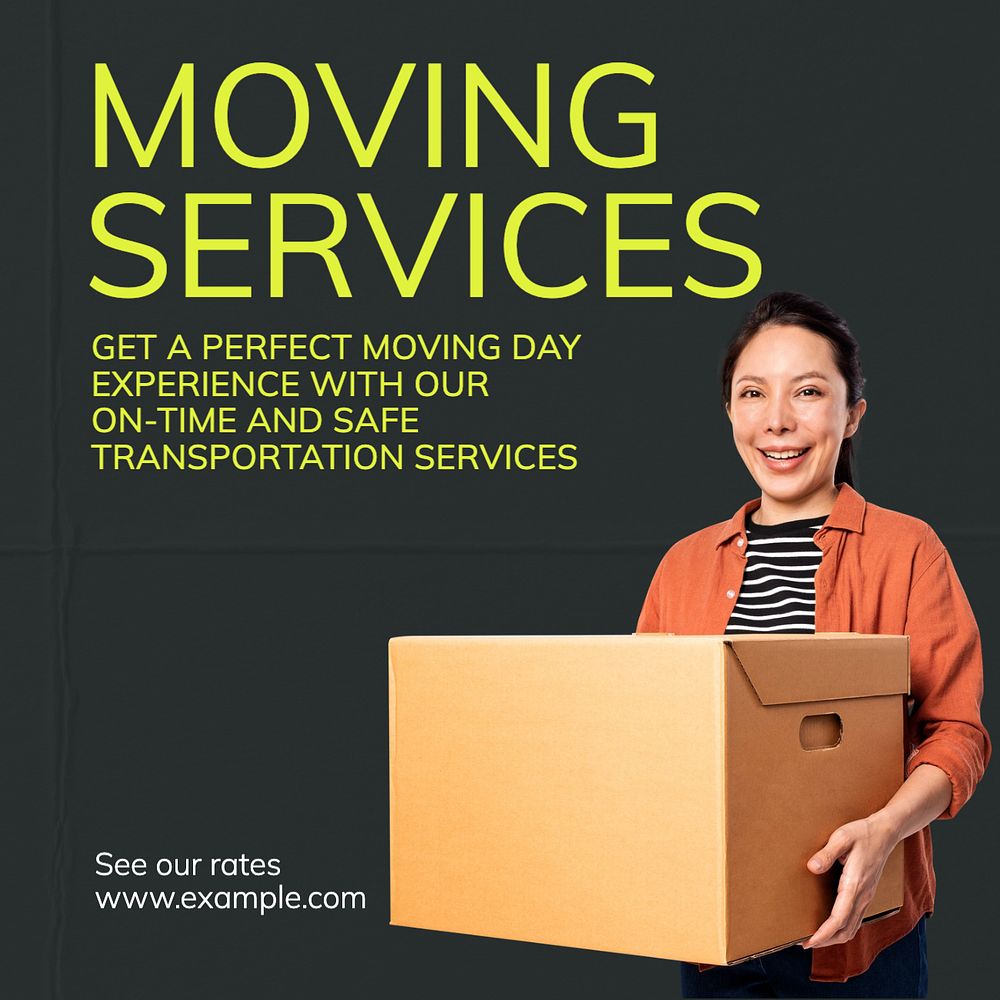 Moving services Instagram post template, editable text