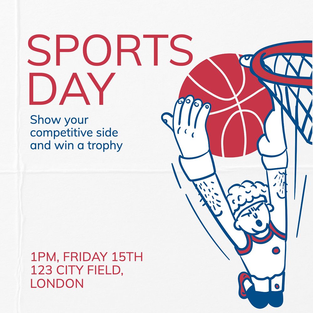 Sports day Instagram post template, editable text