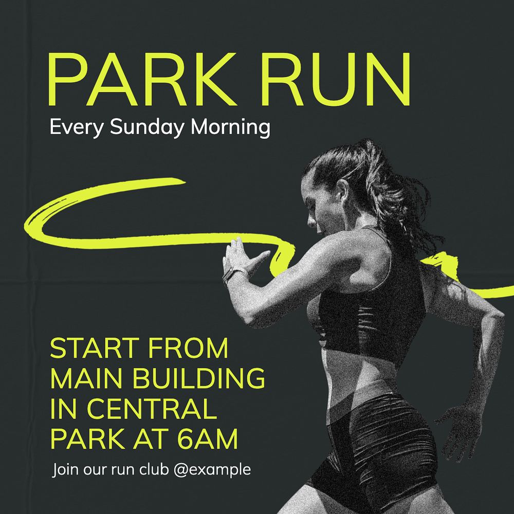 Park run Instagram post template, editable text