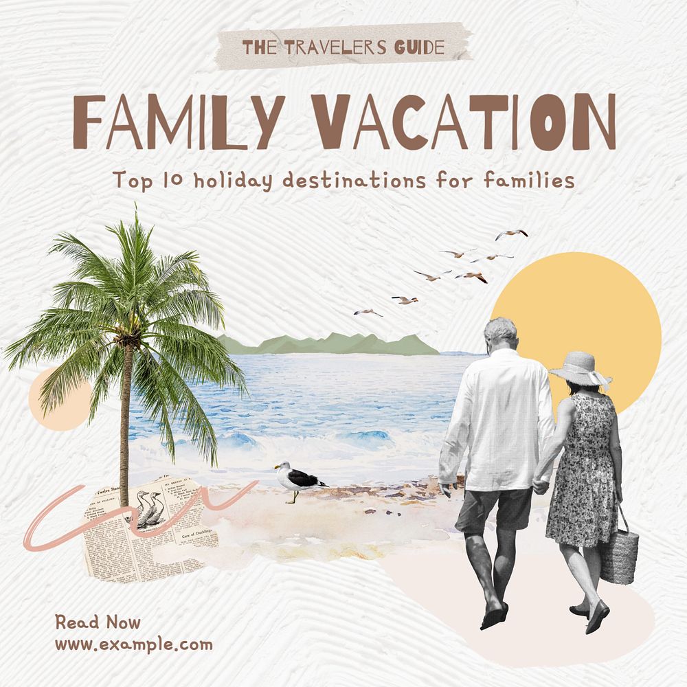 Family vacation Instagram post template, editable text