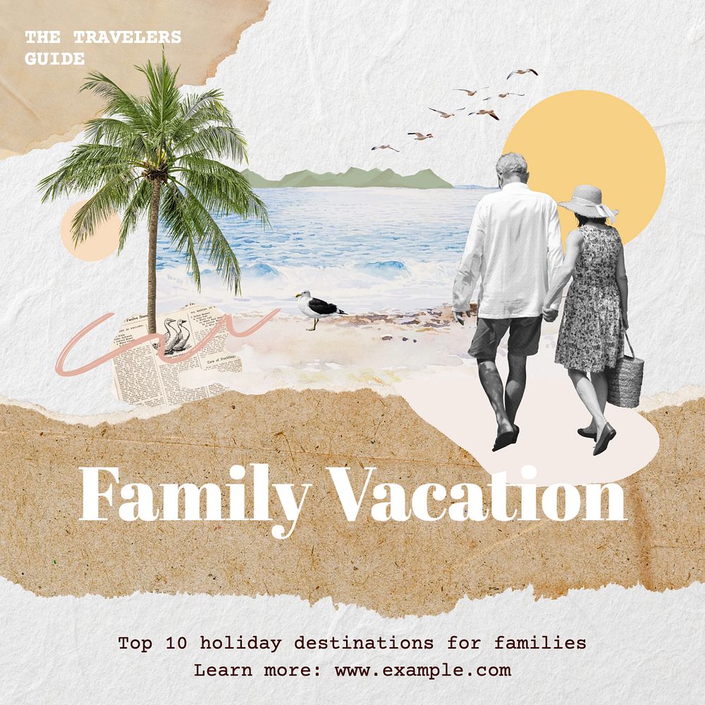 Family vacation Instagram post template, editable text