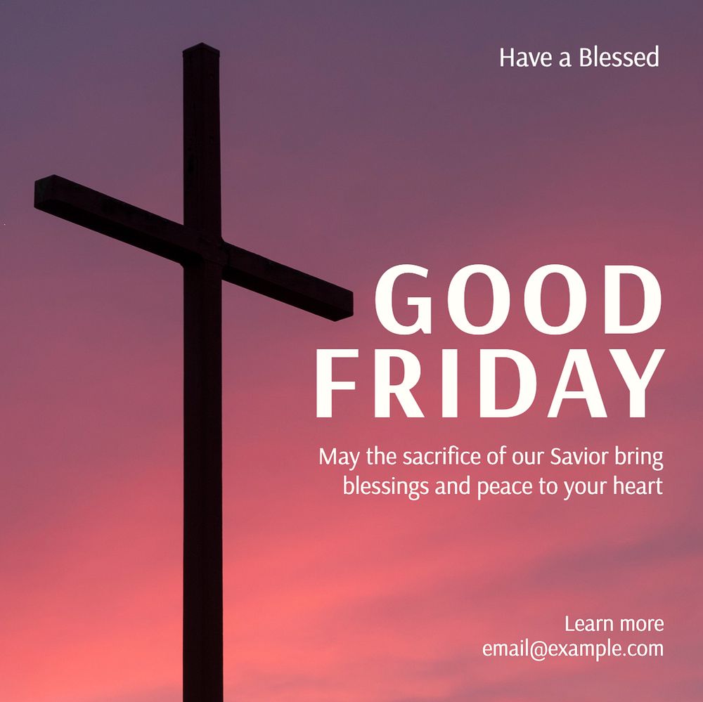 Good Friday celebration Instagram post template, editable text