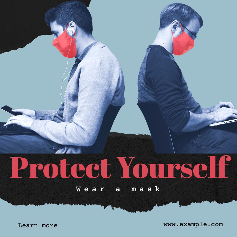 Protect yourself Instagram post template, editable text