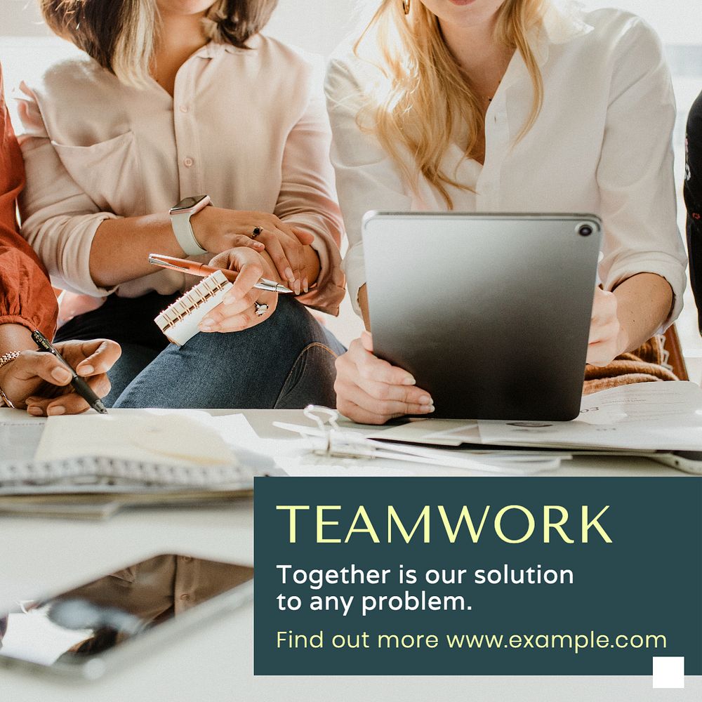 Teamwork Instagram post template, editable text