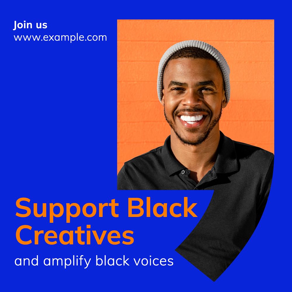 Support black creatives Instagram post template, editable text