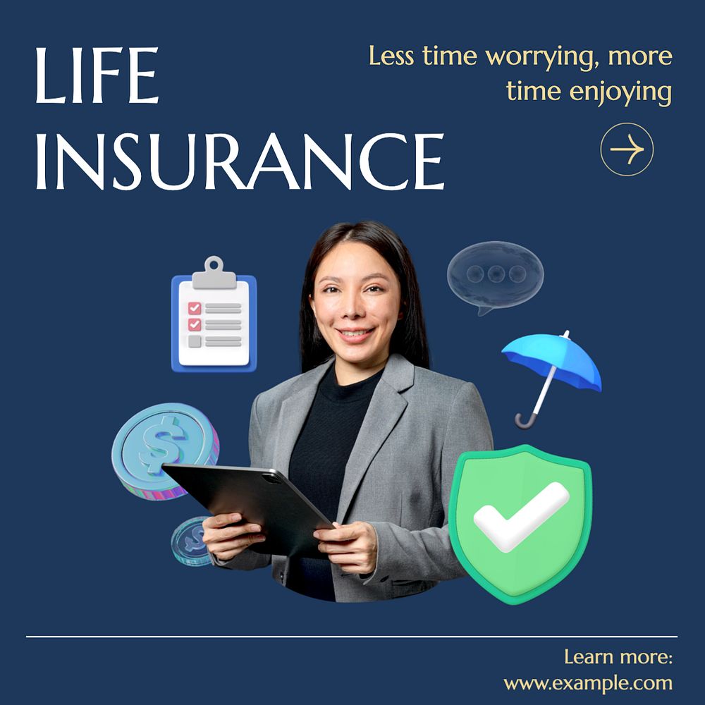 Senior insurance Instagram post template, editable text