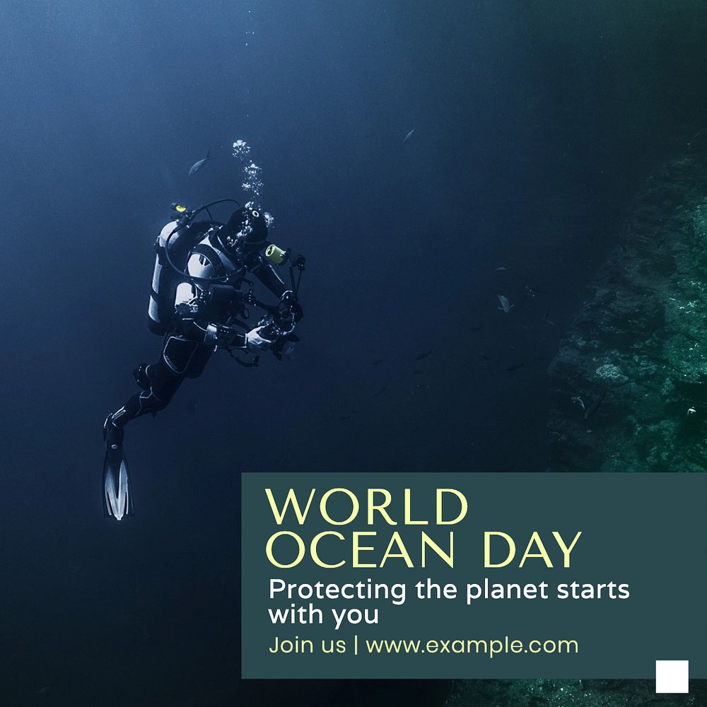 World ocean day Instagram post template, editable text