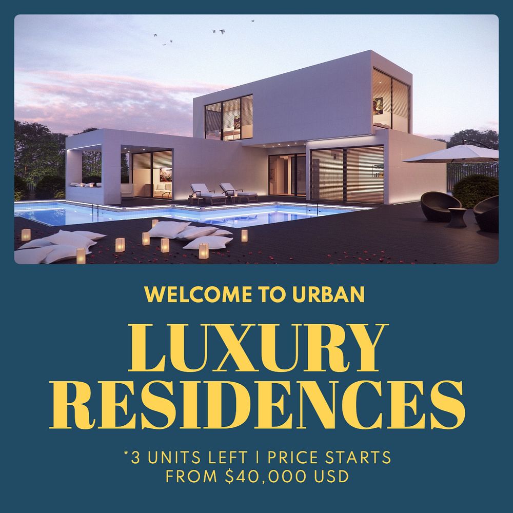 Luxury residences Instagram post template, editable text