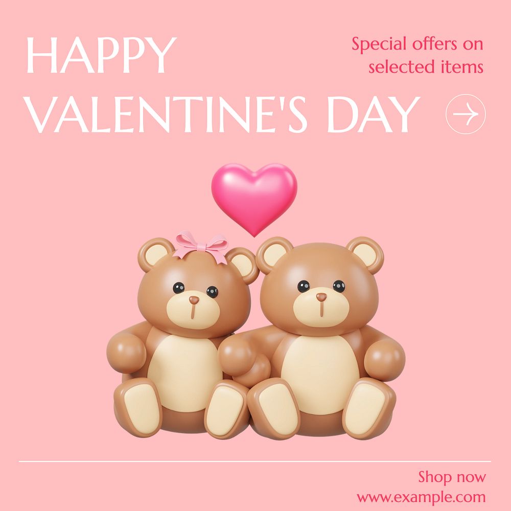 Valentine's day sale Instagram post template, editable text