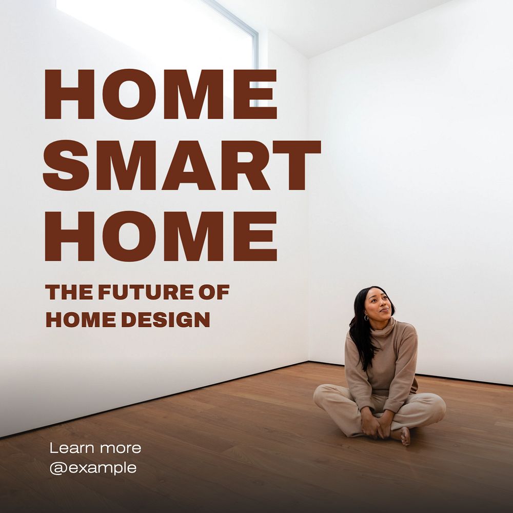 Smart home Instagram post template, editable text