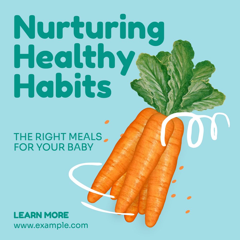 Healthy baby food Instagram post template, editable text