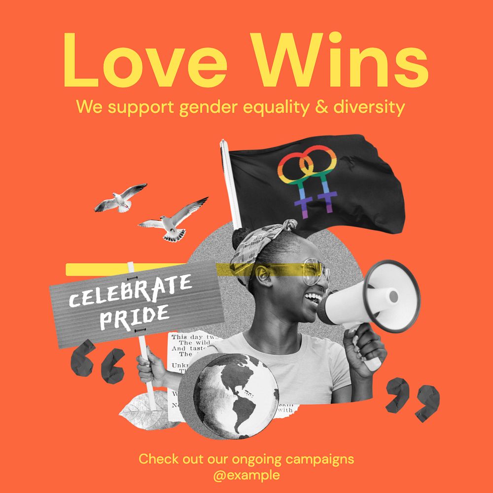 Love wins Instagram post template, editable text