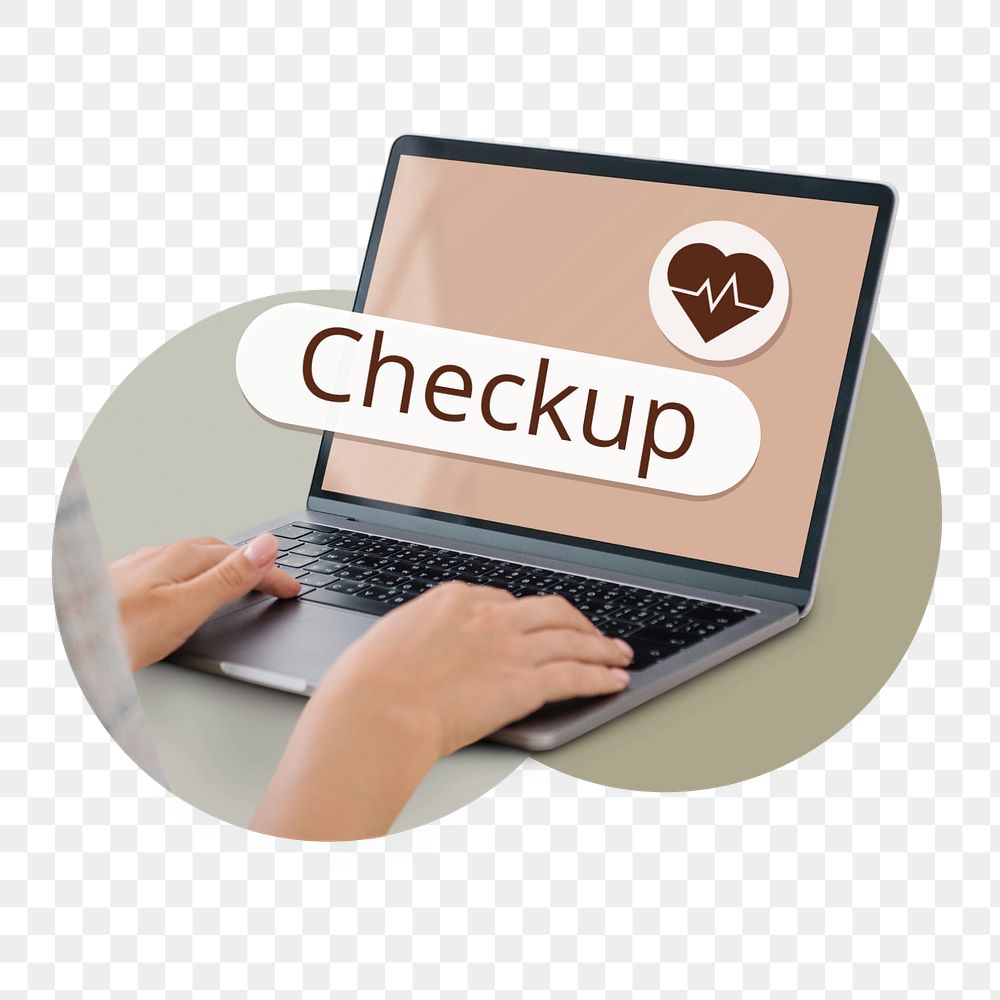 PNG Checkup search screen laptop, editable design