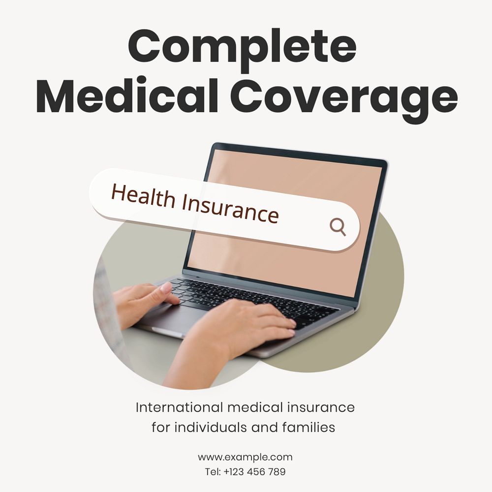 Medical insurance Instagram post template, editable design