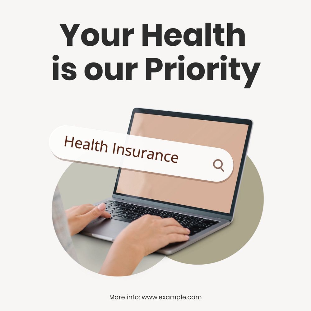 Health insurance Instagram post template, editable design