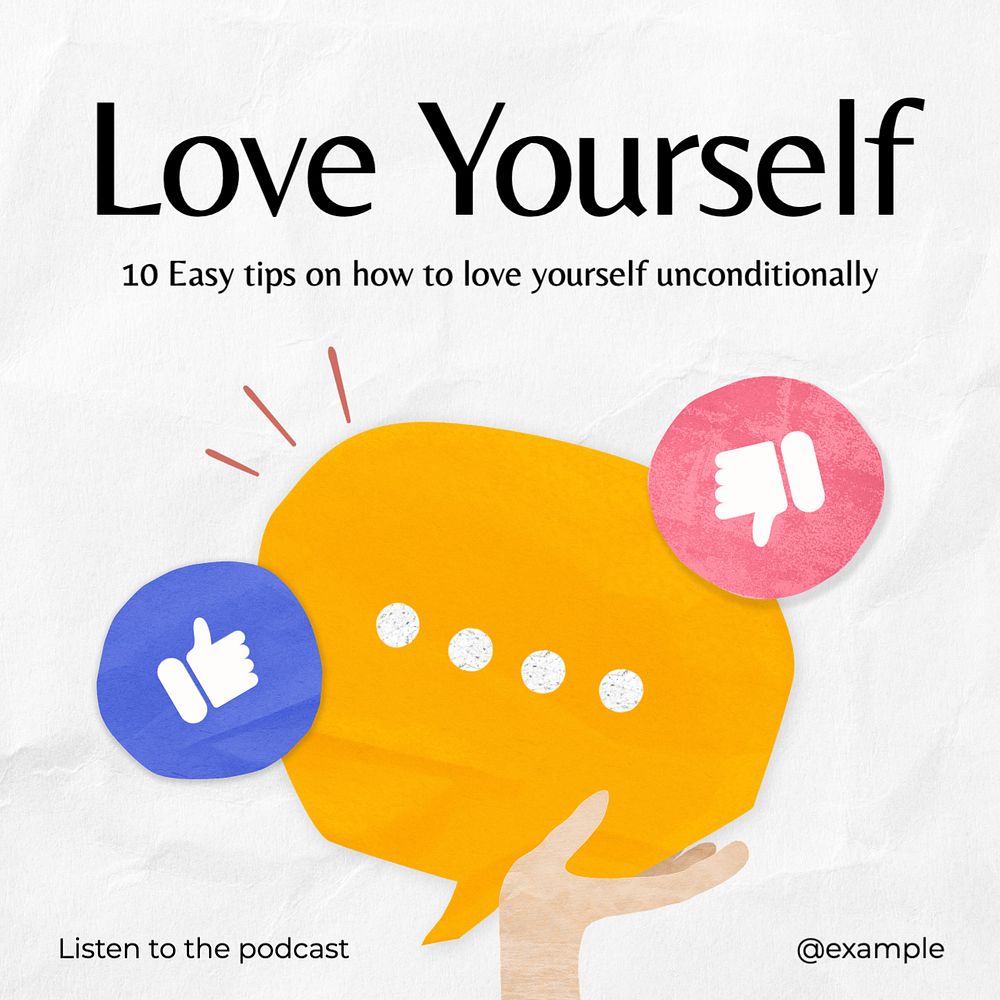 Love yourself Instagram post template, editable text