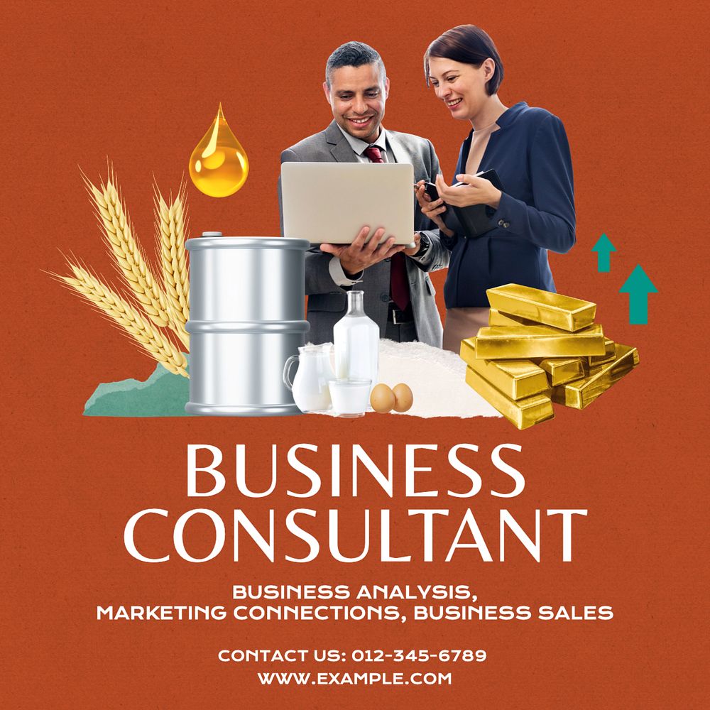 Business consultant Instagram post template, editable text