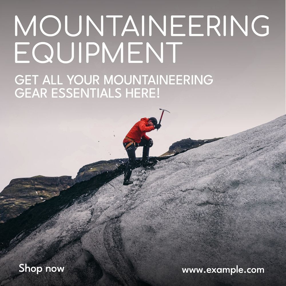 Mountaineering Equipment Instagram post template, editable text