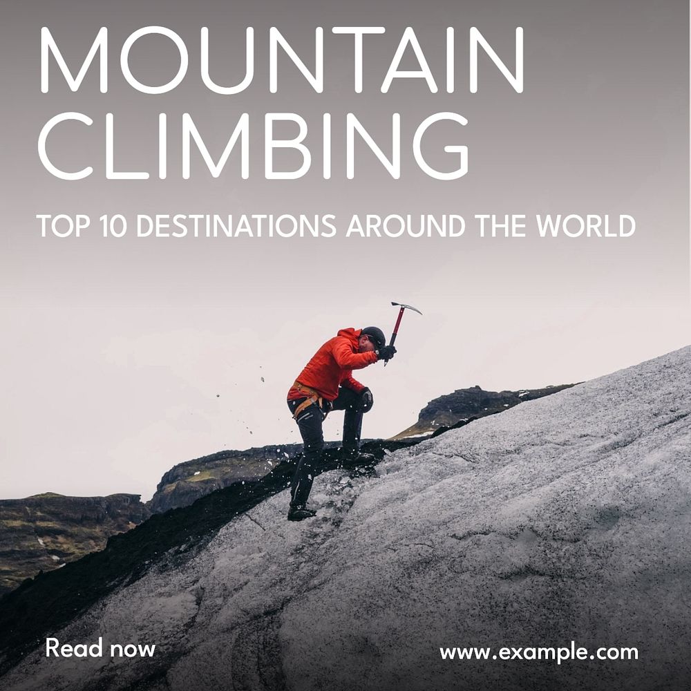 Mountain climbing Instagram post template, editable text