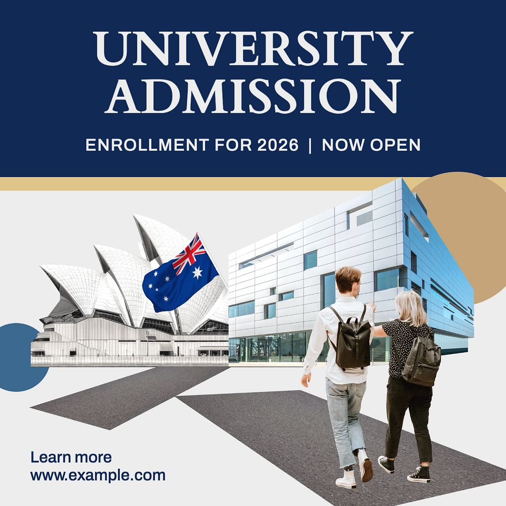 University admission Instagram post template, editable text