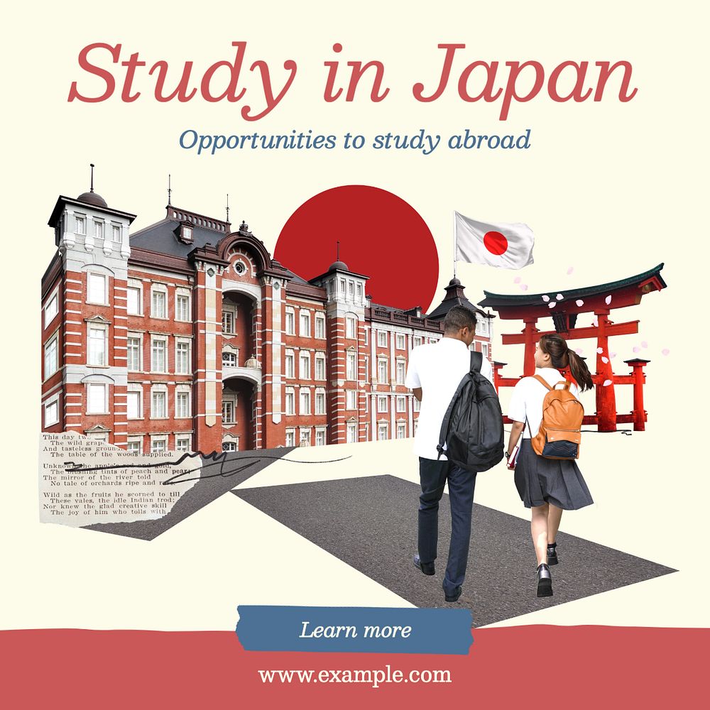 Study abroad Instagram post template, editable text