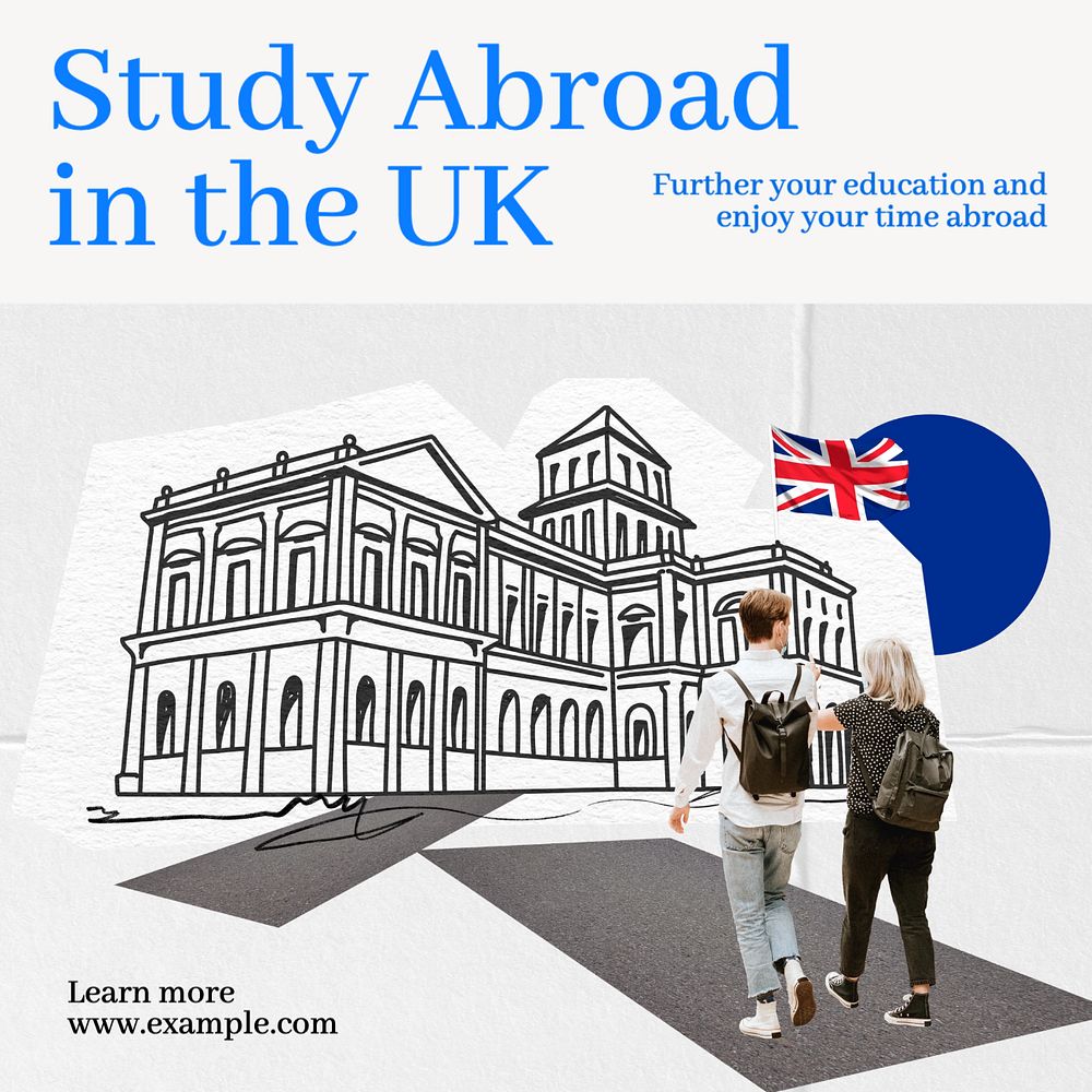 Study abroad Instagram post template, editable text