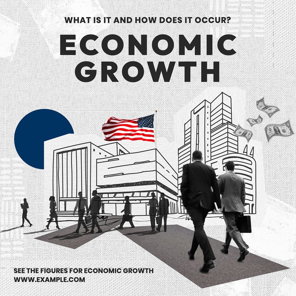 Economic growth Instagram post template, editable text