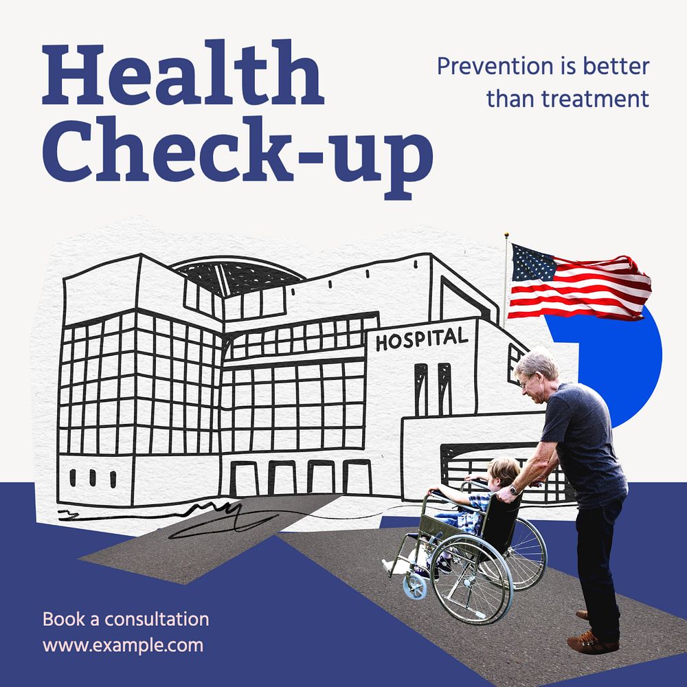 Health check-up Instagram post template, editable text