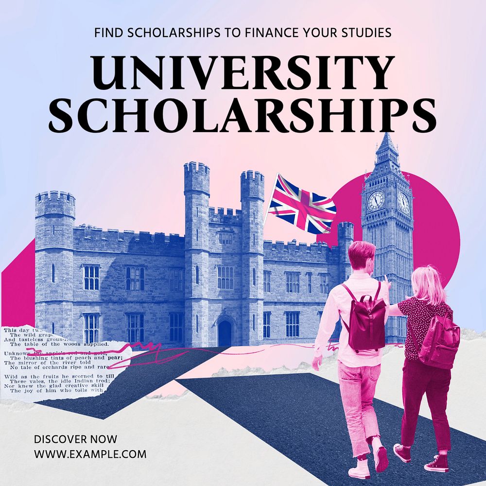 University scholarship Instagram post template, editable text