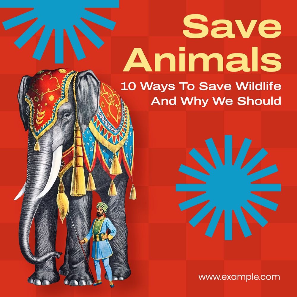 Save animals Instagram post template, editable text