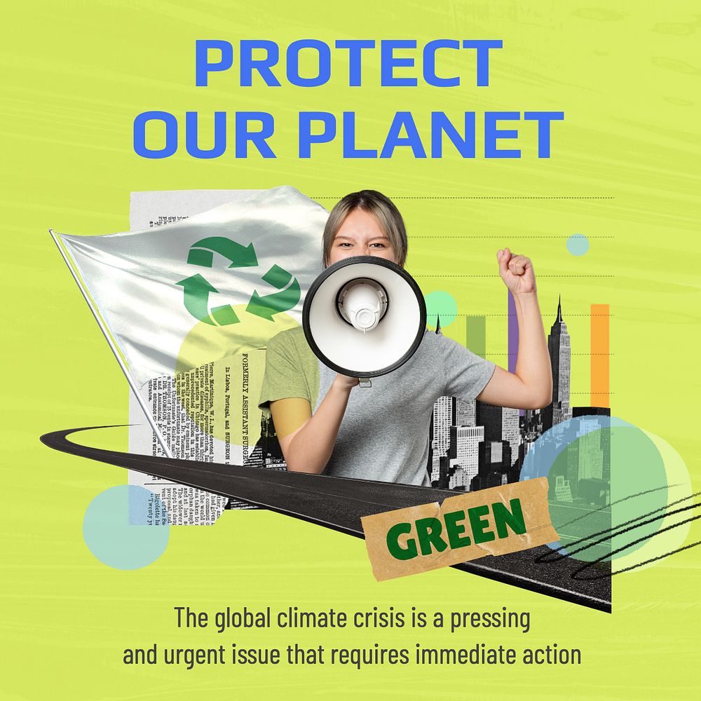 Protect our planet Instagram post template, editable text