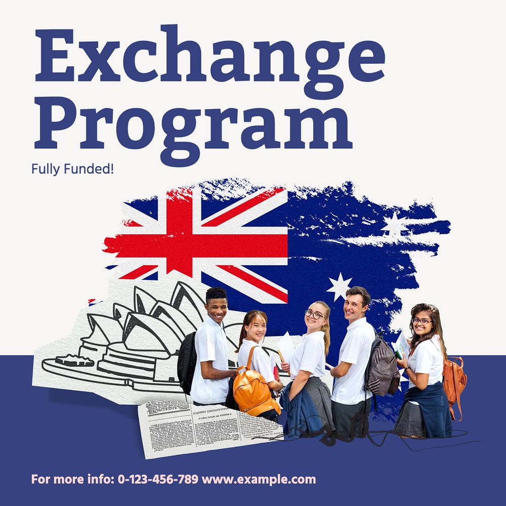 Exchange program Instagram post template, editable text