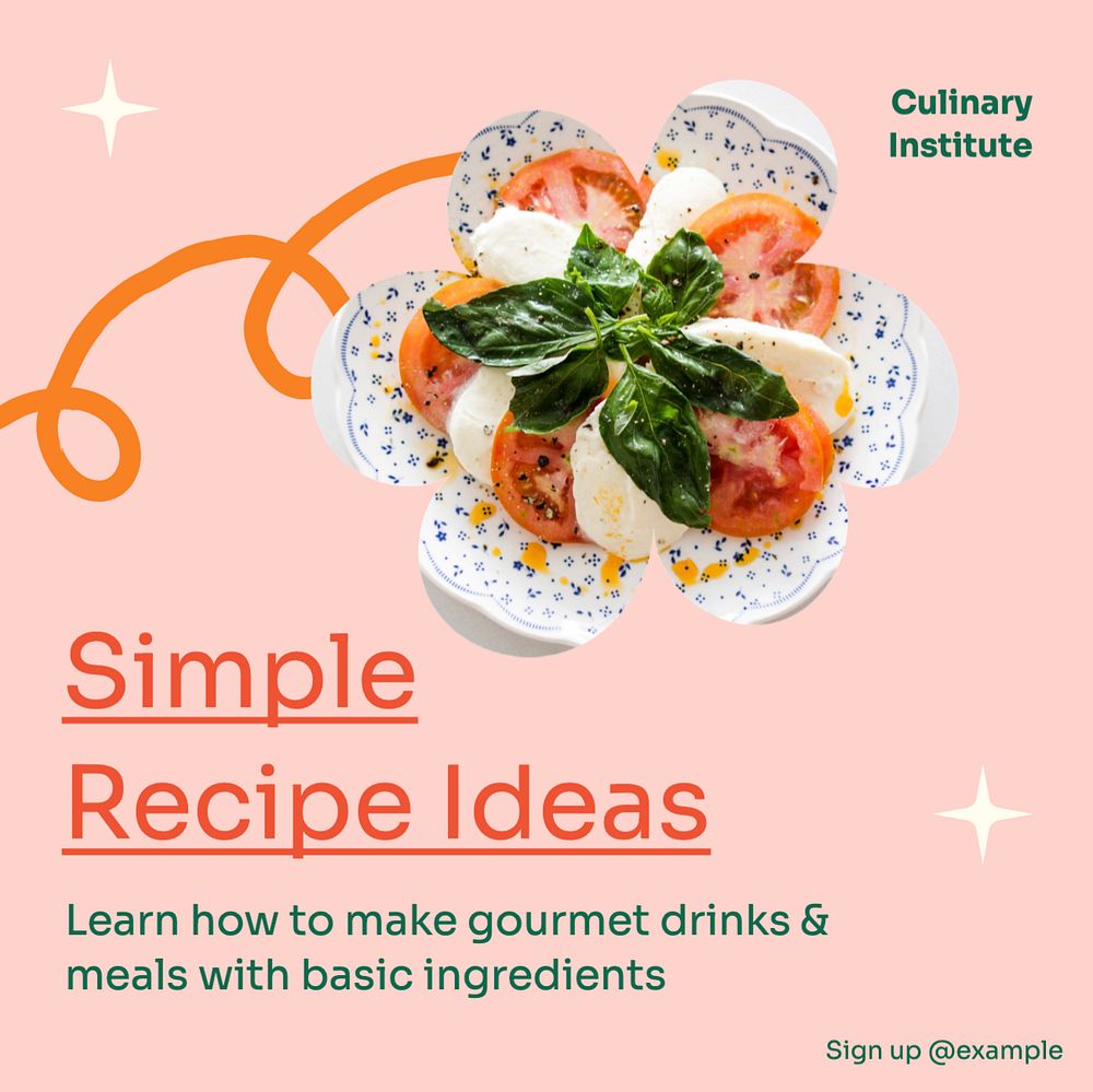 Recipe ideas Instagram post template, editable text