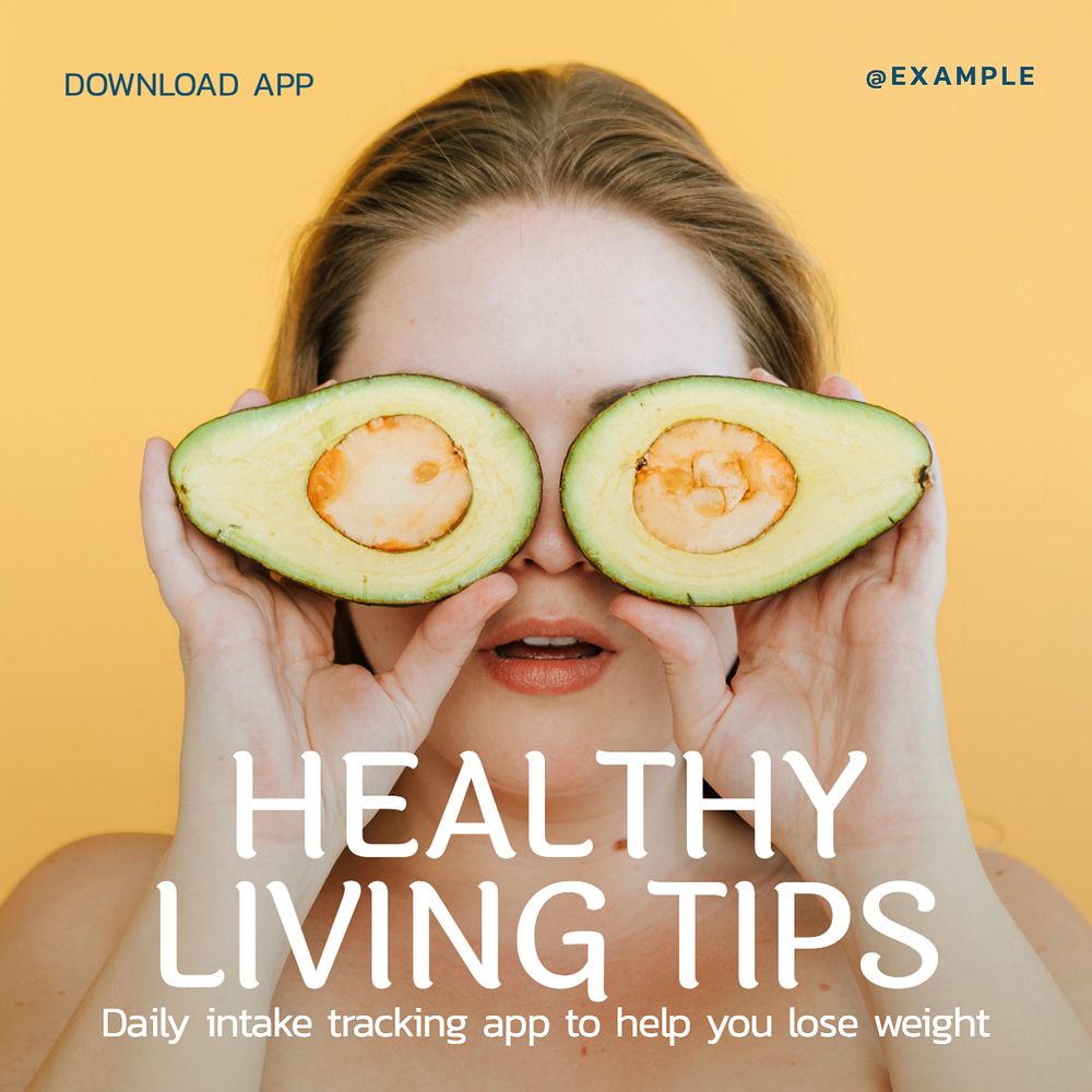 Healthy living tips Instagram post template, editable text