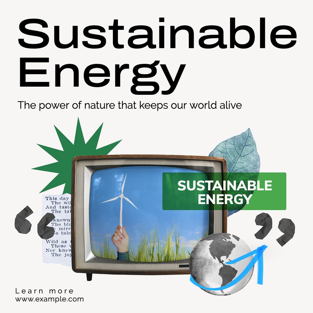 Sustainable energy Instagram post template, editable text