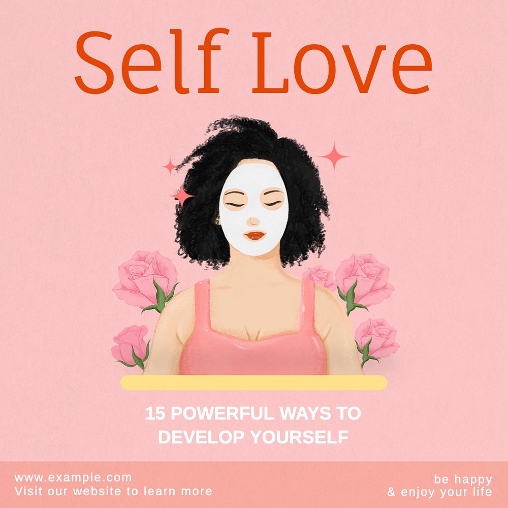 Self love Instagram post template, editable text