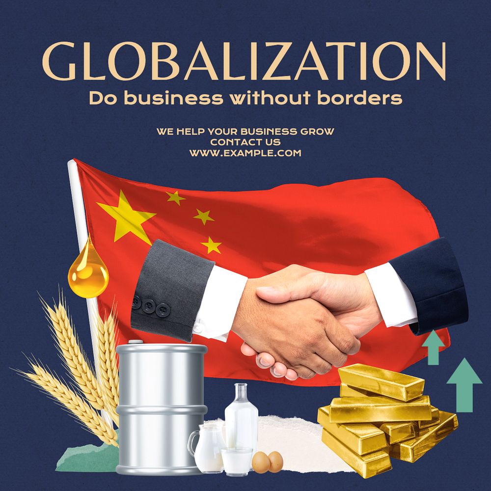 Globalization & business Instagram post template, editable text