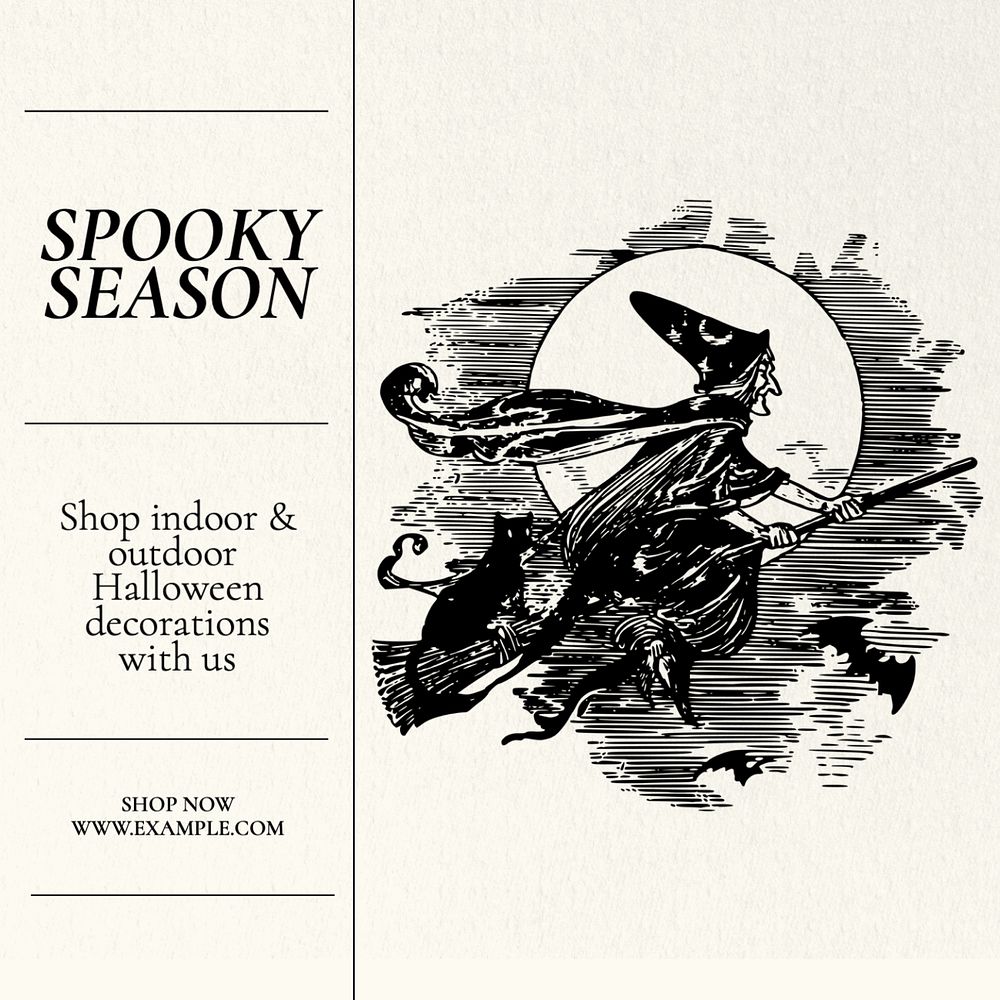 Spooky decor Instagram post template, editable text