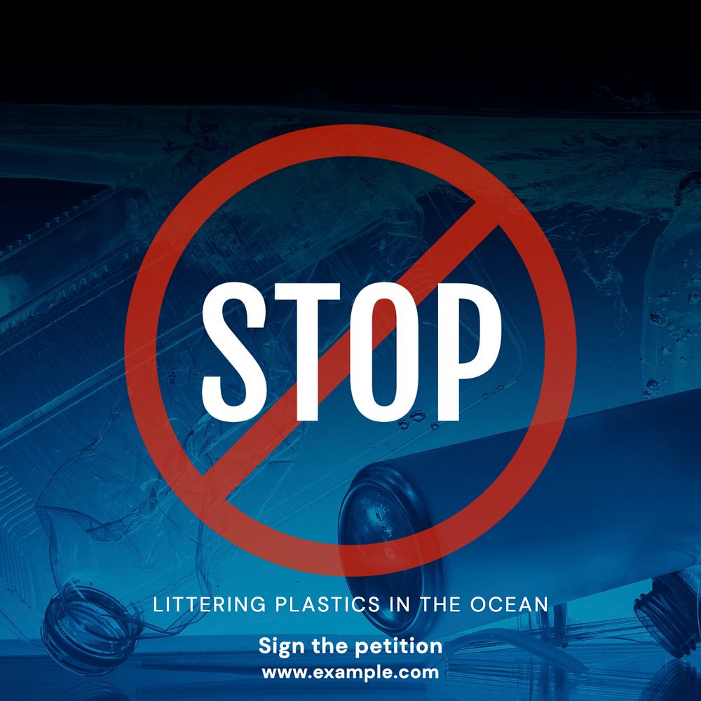 Save ocean Instagram post template, editable text