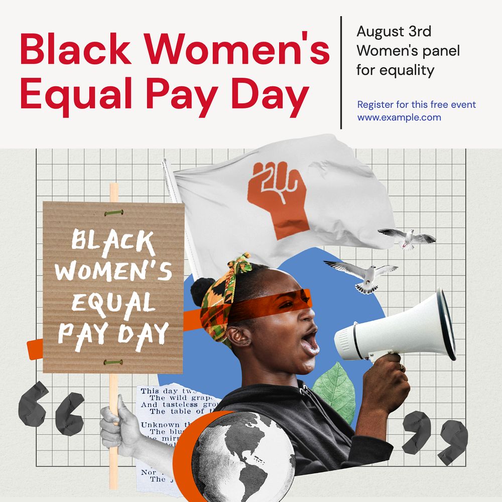 Equal pay day Instagram post template, editable text