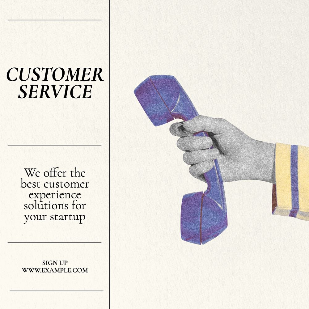 Customer service Instagram post template, editable text