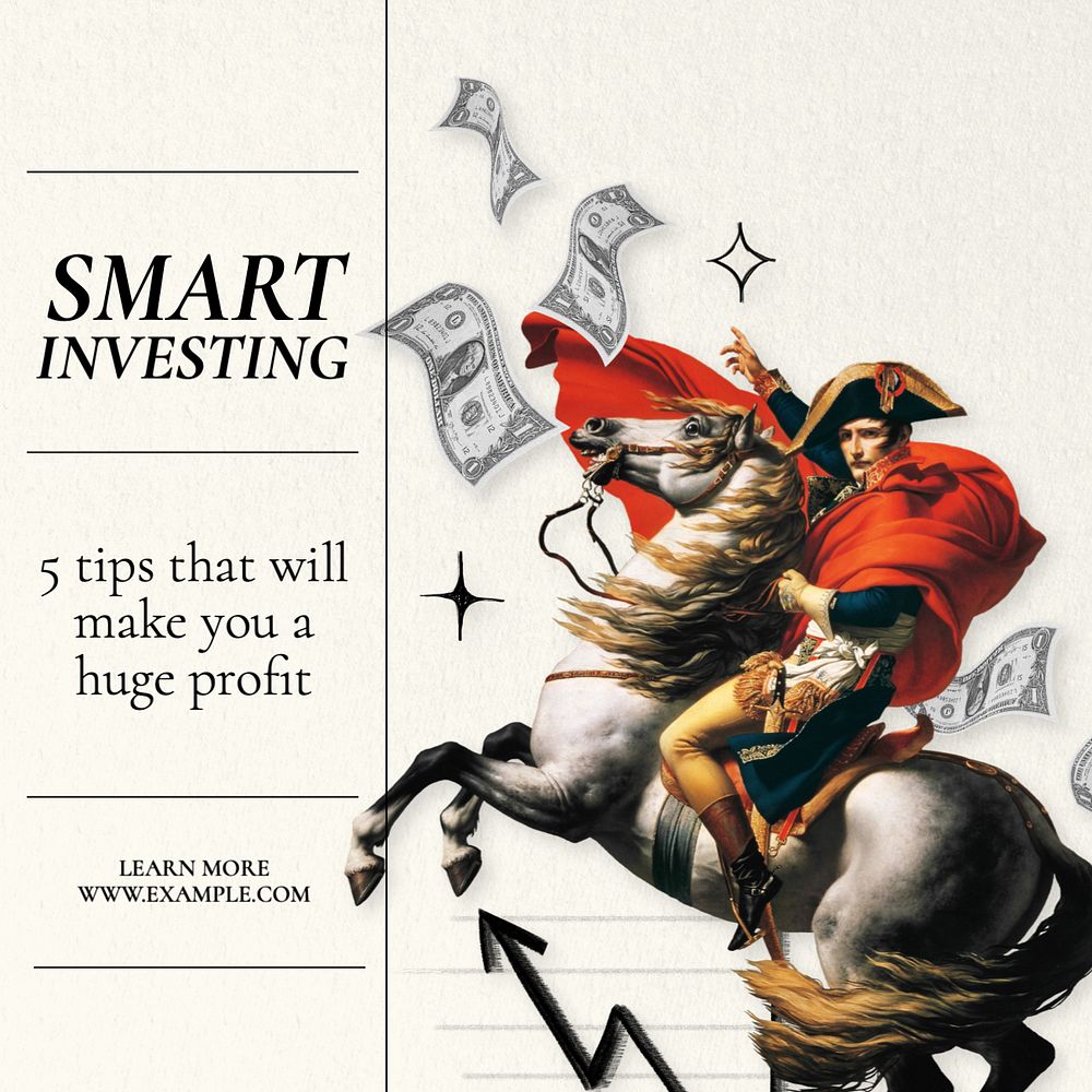 Smart investing Instagram post template, editable text